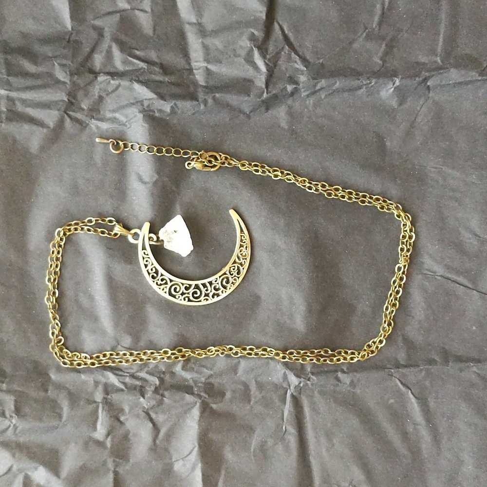 Yellow Apatite Waning Crescent Necklace